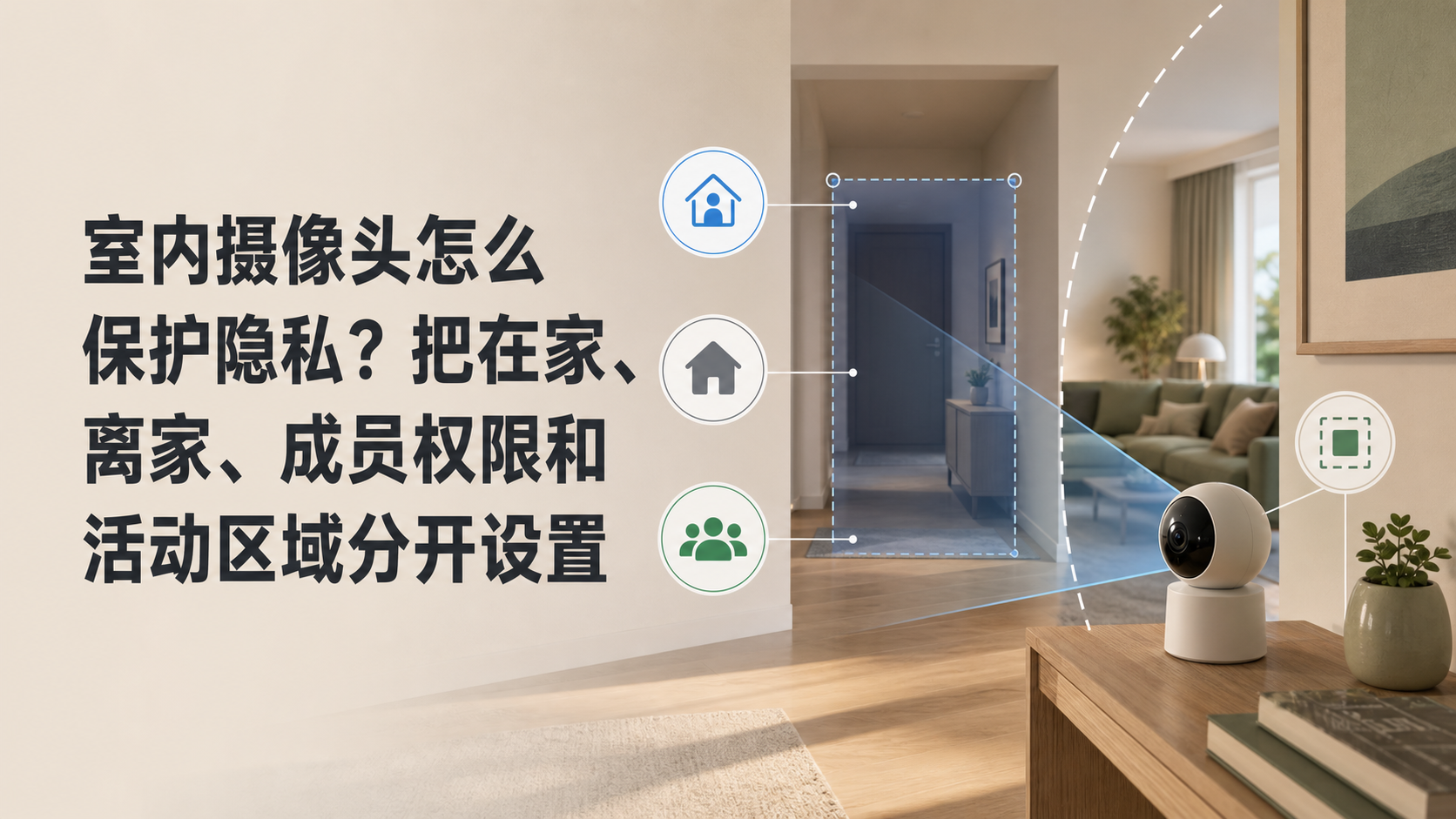 室内摄像头按在家离家状态、成员权限和活动区域设置隐私边界的场景