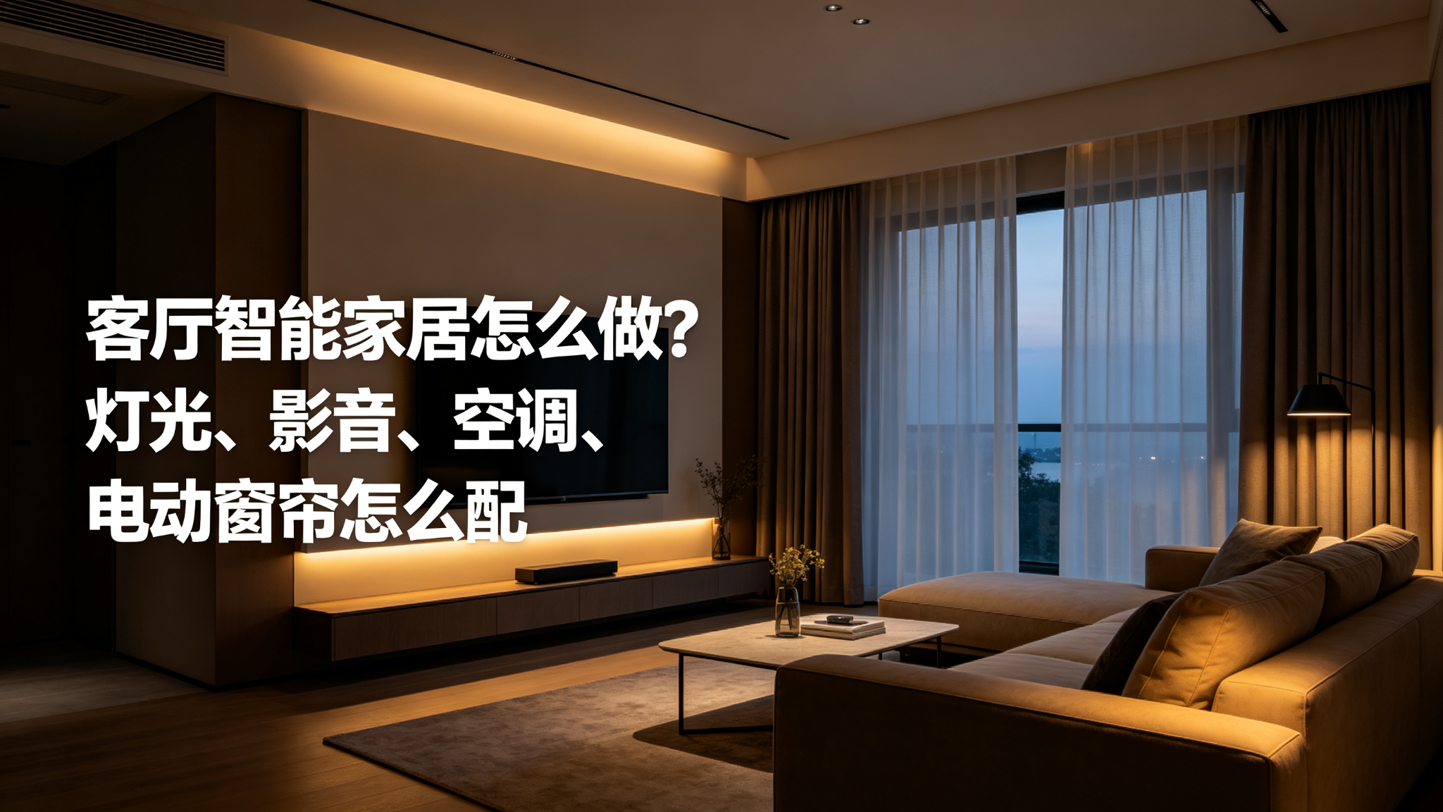 客厅智能家居怎么做?灯光、影音、空调、电动窗帘怎么配