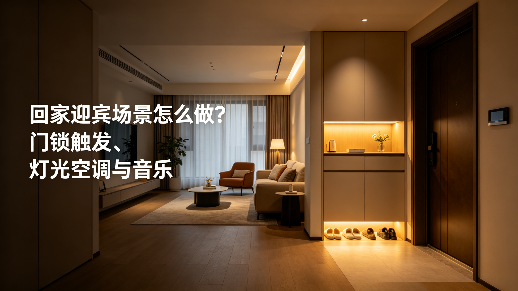 回家迎宾场景怎么做？门锁触发、灯光空调与音乐