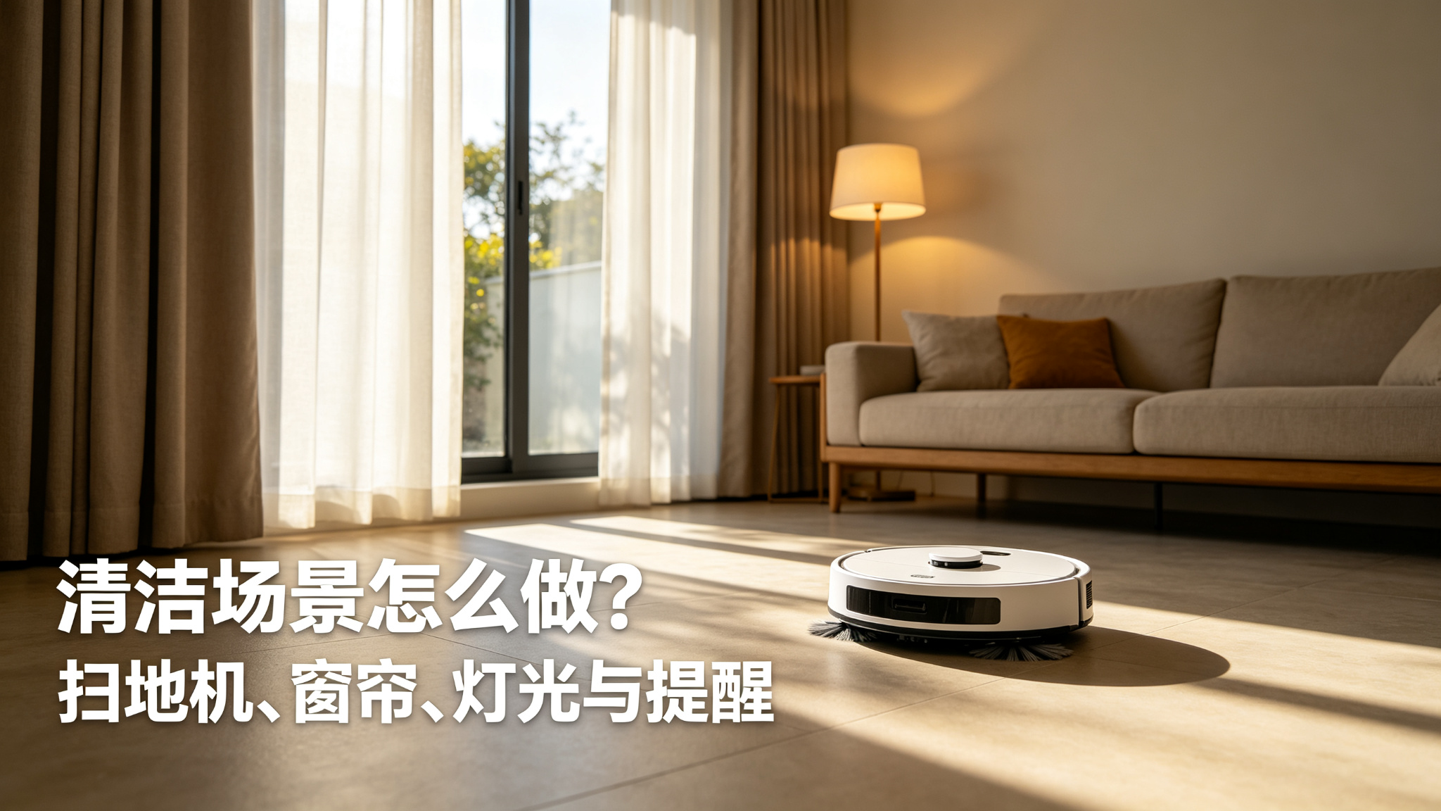 清洁场景怎么做？扫地机、窗帘、灯光与提醒